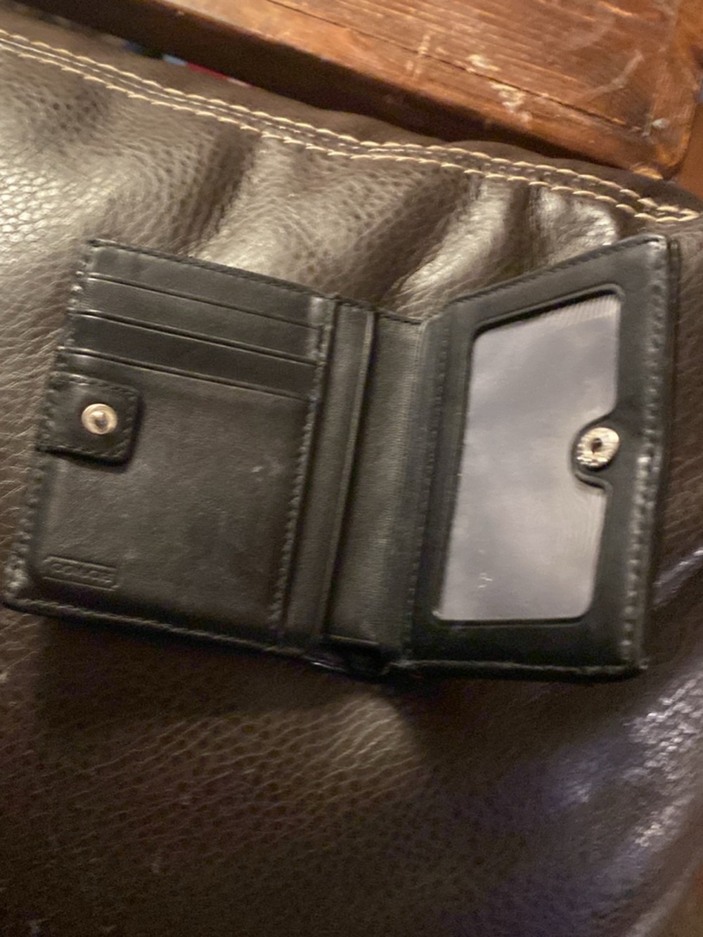 Coach Black Signature Canvas Card Holder with Leather Trim - Picture 4 of 4